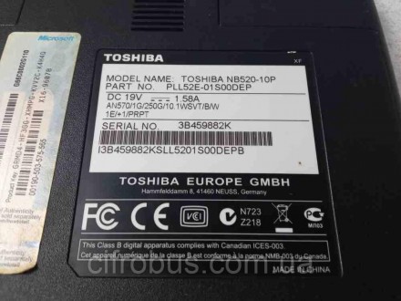 Toshiba NB520-10P (10.1"/1024х600/Intel Atom CPU N570 1.6GHz/RAM 2GB/HDD 250GB)
. . фото 8