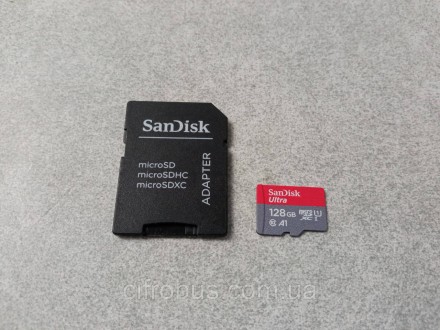 Бренд:	SanDisk
Тип:	microSDXC
Об'єм пам'яті, ГБ:	128
Speed Class:	Class 10
UHS S. . фото 2