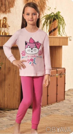 Пижама для девочки Baykar Арт 9144-148
Состав: 95% хлопок 5% эластан
Цвет: Розов. . фото 1