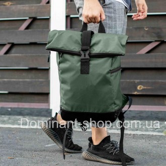 Вместительный городской рюкзак Roll Top Proof зеленый на 20-24 литров с отделени. . фото 2