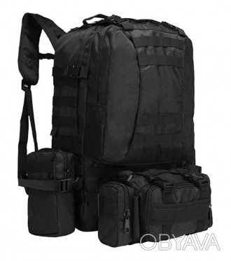 Рюкзак для туризму, полювання, риболовля HLV A08, 50 л, чорний 
Рюкзак тактичний. . фото 1