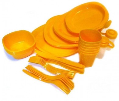 Набір для пікніка 48 предметів OM-48 ЖовтийНабір туристичного посуду призначений. . фото 3