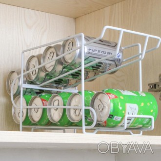 Подвійна полиця для банок у холодильник вміщує до 9 алюмінієвих баночок з газува. . фото 1