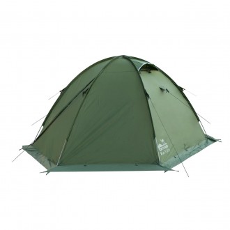 Палатка 3 местная Tramp ROCK 3 (V2) зеленая экспедиционная с внешними дугамиТри . . фото 3
