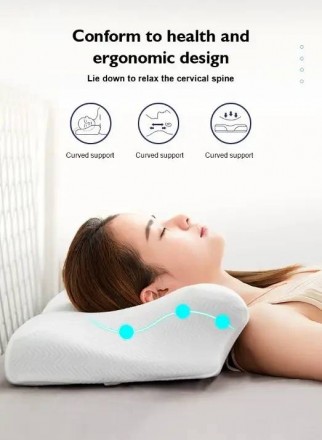 Подушка Memory Foam Pillow підтримує хребет та шию в анатомічно правильному поло. . фото 3