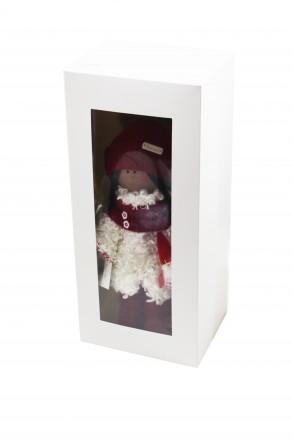 Текстильна лялька ручної роботи в білій шубці Textile dolls червоно-білий  . . фото 6