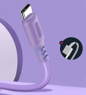 Кабель ColorWay USB-USB Type-C, soft silicone, 2.4А, 1м, Purple 
 
Отправка данн. . фото 3