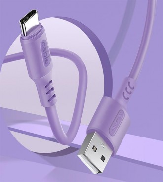 Кабель ColorWay USB-USB Type-C, soft silicone, 2.4А, 1м, Purple 
 
Отправка данн. . фото 4
