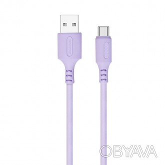 Кабель ColorWay USB-USB Type-C, soft silicone, 2.4А, 1м, Purple 
 
Отправка данн. . фото 1