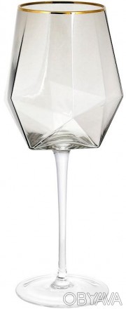Набор 4 фужера Deiphilia Clio - стильная форма ограненного кристалла дымчато-сер. . фото 1