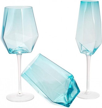 Набор 4 стеклянных стакана Monaco - стильная форма ограненного стеклянного крист. . фото 3