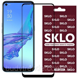 Защитное стекло SKLO 3D (full glue) для Oppo A76 4G (Черный. . фото 2