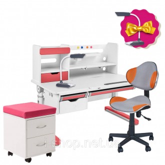Растущий комплект парта FunDesk Sentire Pink + кресло FunDesk LST3 Orange-Grey +. . фото 2