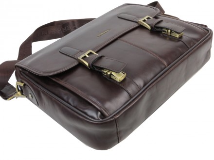 Мужской деловой портфель из натуральной кожи Giorgio Ferretti коричневый 
EF009 . . фото 10