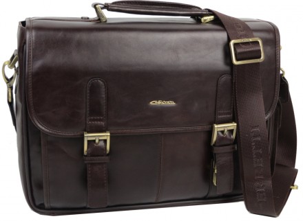 Мужской деловой портфель из натуральной кожи Giorgio Ferretti коричневый 
EF009 . . фото 3