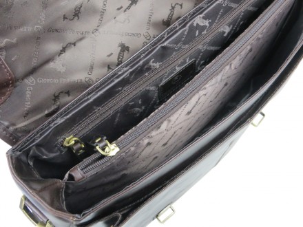 Мужской деловой портфель из натуральной кожи Giorgio Ferretti коричневый 
EF009 . . фото 11