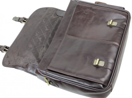 Мужской деловой портфель из натуральной кожи Giorgio Ferretti коричневый 
EF009 . . фото 9