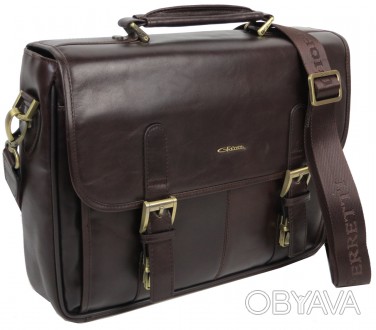 Мужской деловой портфель из натуральной кожи Giorgio Ferretti коричневый 
EF009 . . фото 1