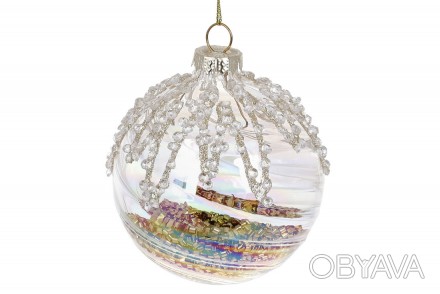 Набор (6шт.) ёлочных шаров с декором, 8см, цвет - прозрачный 
Материал: стекло
П. . фото 1