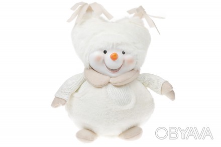 Мягкая новогодняя игрушка Снеговик в мохнатой шапке 28см, цвет - белый
Размер 22. . фото 1