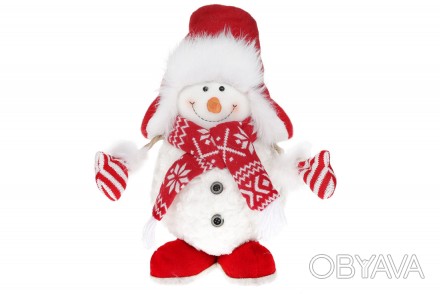 Мягка новогодняя игрушка Снеговик 37см, цвет - красный с белым
Размер 36*15*37см. . фото 1
