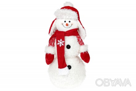 Мягка новогодняя игрушка Снеговик 48см, цвет - красный с белым
Размер 26*18*48см. . фото 1