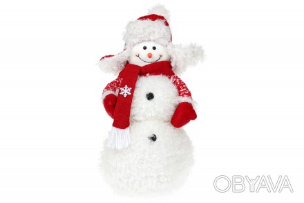 Мягкая новогодняя игрушка Снеговик 33см, цвет - белый с красным, 2шт.
Размер 24*. . фото 1