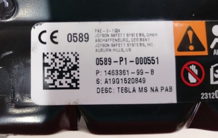 Подушка безопасности пассажирская (торпедо) Tesla model S, REST 1463361-00-B
До. . фото 6