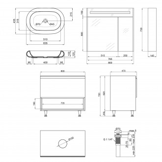 Комплект меблів для ванної Qtap Robin тумба + раковина + дзеркальна шафа QT044RO. . фото 3