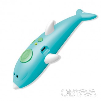 Аккумуляторная 3D ручка 9903 дельфин детская с трафаретами для рисования 8 цвето. . фото 1