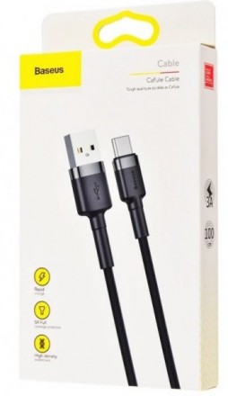 Описание Кабеля BASEUS CATKLF-BG1 Сafule USB-USB Type-C 3A, 1м, черного
Кабель B. . фото 5