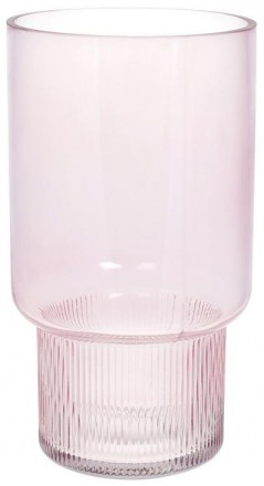 Стеклянная ваза для цветов, настольная.
 Размер: 25.5х14см.
 Нежно-розовое стекл. . фото 2