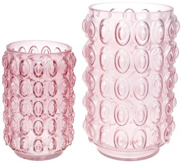 Стеклянная ваза для цветов, настольная.
 Размер: 30х19см.
 Нежно-розовое стекло.. . фото 3