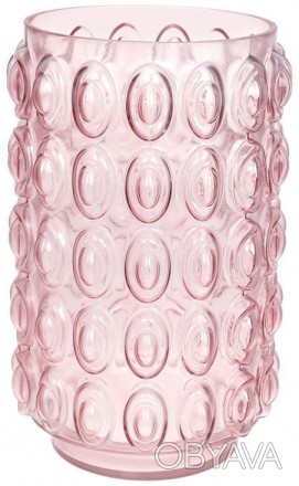 Стеклянная ваза для цветов, настольная.
 Размер: 30х19см.
 Нежно-розовое стекло.. . фото 1