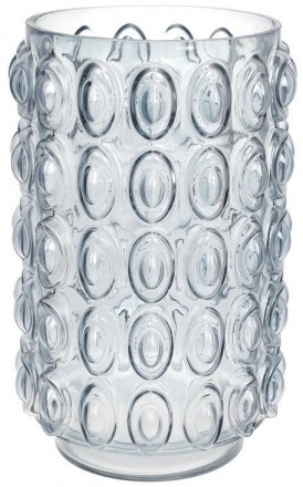 Стеклянная ваза для цветов, настольная.
 Размер: 30х19см.
 Нежно-голубое стекло.. . фото 2