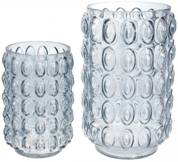 Стеклянная ваза для цветов, настольная.
 Размер: 30х19см.
 Нежно-голубое стекло.. . фото 3
