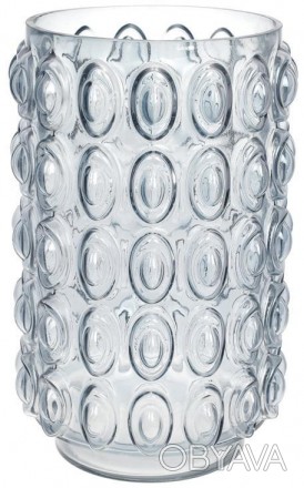 Стеклянная ваза для цветов, настольная.
 Размер: 30х19см.
 Нежно-голубое стекло.. . фото 1