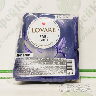 Чай черный цейлонский Lovare "Earl Grey" с ароматом бергамота 50 пакетиков по 2 . . фото 1