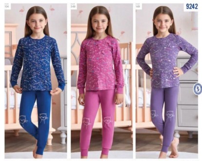 Пижама для девочки Арт 9242-149 Фиолетовый
Состав: 95% хлопок 5% эластан
Размеры. . фото 2