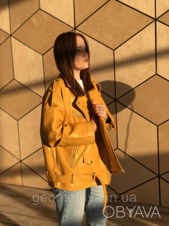 Курточка удлиненная косуха горчичного цвета с ремнем
Ткань: PU кожа (эко-кожа)
К. . фото 1