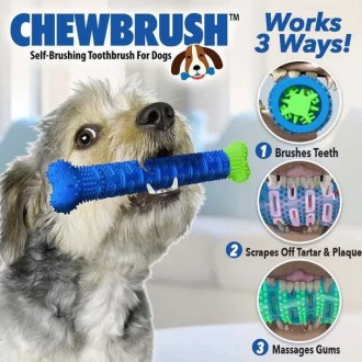  Зубная щетка для SD-107 собак ChewBrushChewbrush выглядит как игрушечная кость . . фото 2