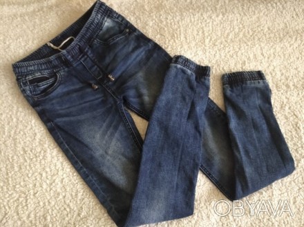 Джеггинсы джинсовые стрейчевые на резинках внизу, на девочек от 10 лет и дальше,. . фото 1