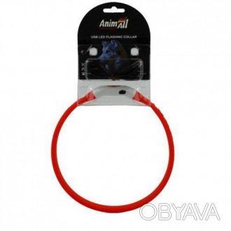 Нашийник AnimAll LED для собак, розмір S, 40 см, червонийНашийник для собак, що . . фото 1