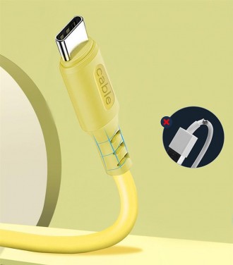 Кабель ColorWay USB-USB Type-C, soft silicone, 2.4А, 1м, Yellow 
 
Отправка данн. . фото 7