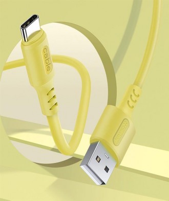 Кабель ColorWay USB-USB Type-C, soft silicone, 2.4А, 1м, Yellow 
 
Отправка данн. . фото 5