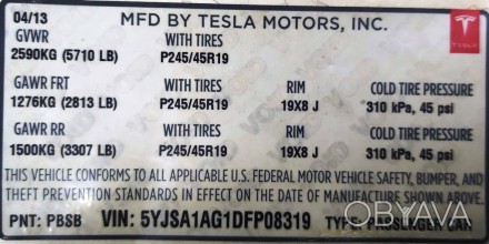 Этикетка (лейба, наклейка) основная c производственной информацией Tesla model S. . фото 1