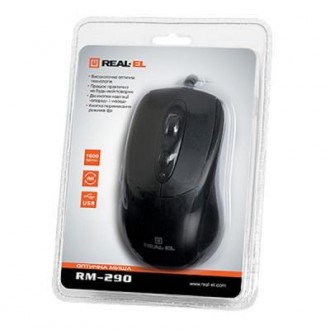 Мишка REAL-EL RM-290 Black USB 
 
Отправка данного товара производиться от 1 до . . фото 5