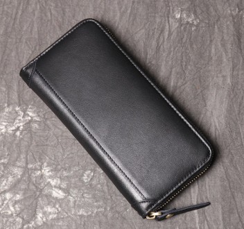 Класичний шкіряний клач гаманець натуральна шкіра, чоловічий портмоне чорний
Хра. . фото 3