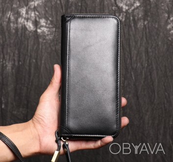 Класичний шкіряний клач гаманець натуральна шкіра, чоловічий портмоне чорний
Хра. . фото 1