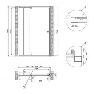 Душові двері в нішу Qtap Pisces WHI2011-12.CP5 виготовлені з міцного скла товщин. . фото 2